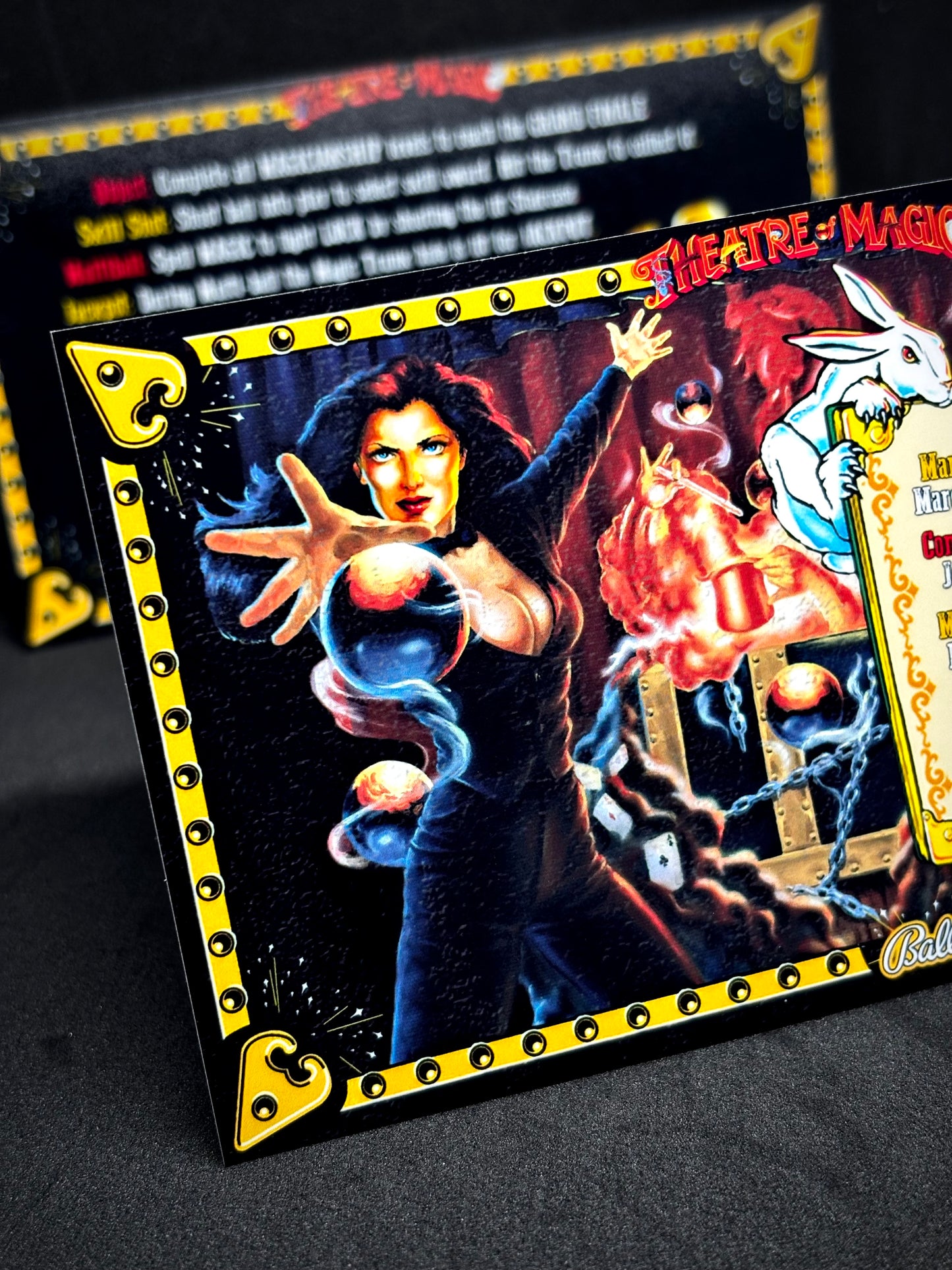 Bally Theatre Of Magic 1995 Jeu Cartes Instructions Flipper Custom Apron règles imprimées